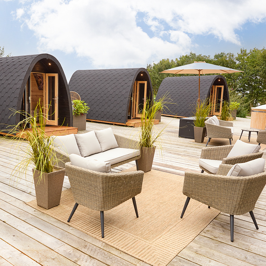 Loungeset SANDBAKKE Außerenbereich der Luxus-Hütten von Bramslev Bakker