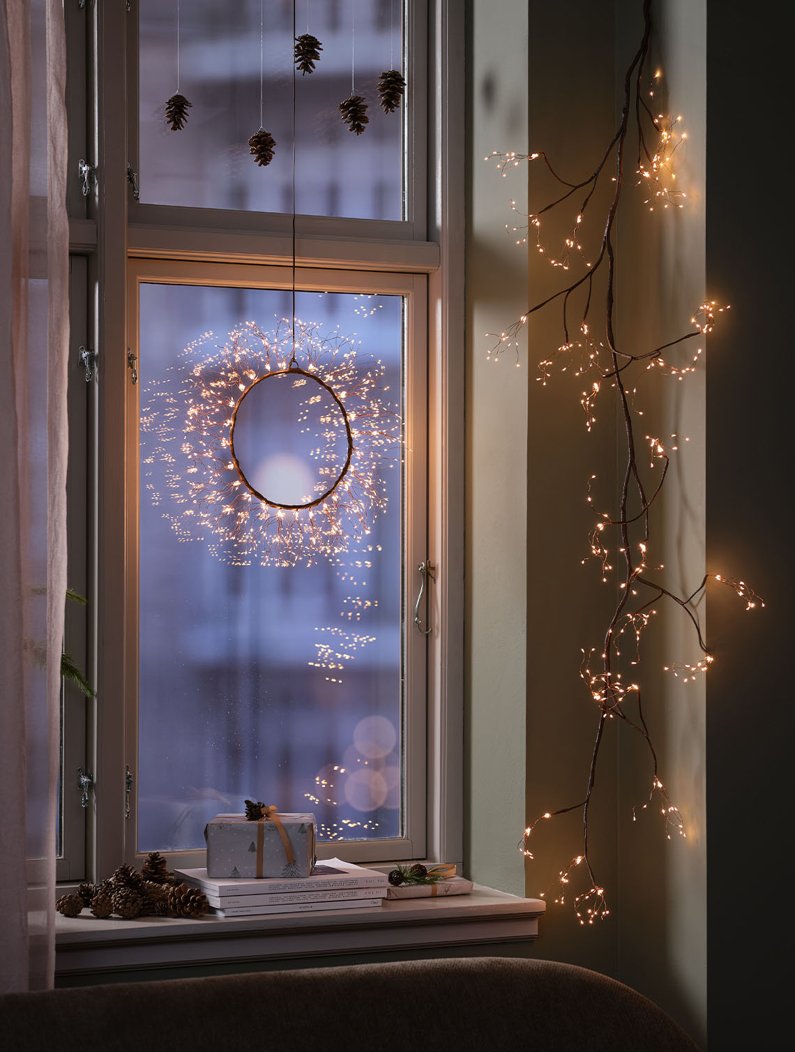 PYROP Weihnachtskranz mit Timer Beleuchteter Weihnachtskranz im Fenster