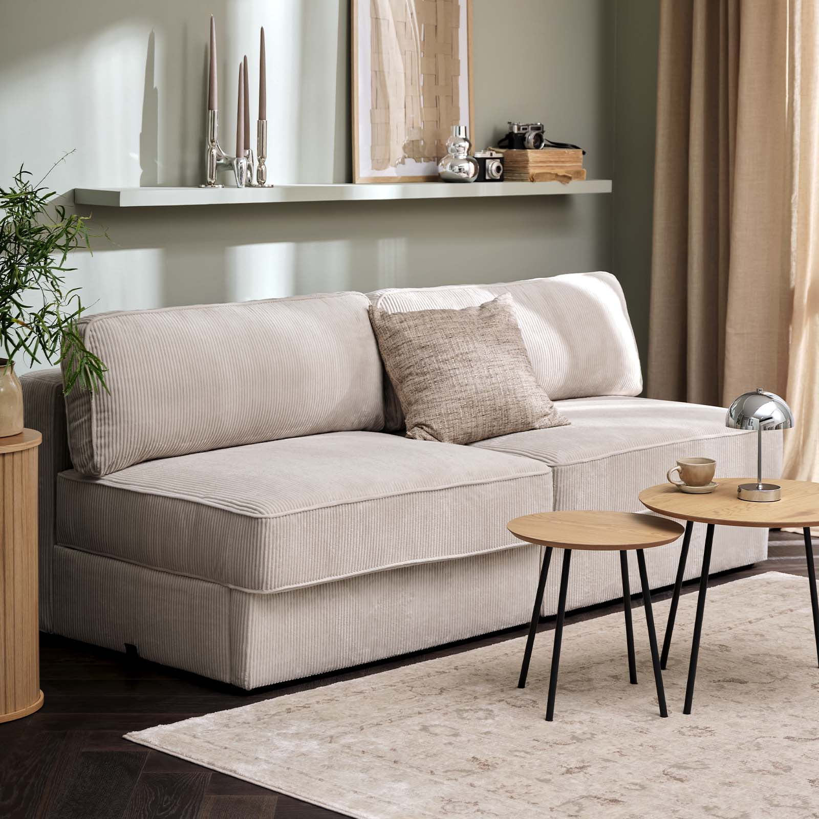 SJELLE modulares Schlafsofa Beiges modulares 2-Sitzer-Sofa für kleine Räume