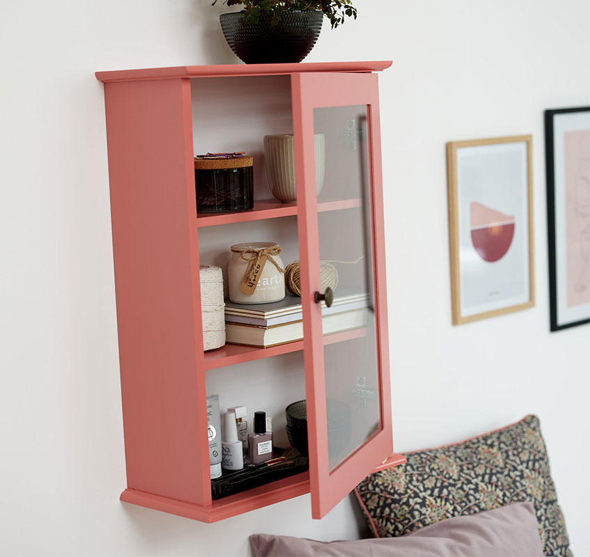 Hängeschrank LOOK IN in staubigem Rosa Hängeschrank in Rosa mit Glasfront