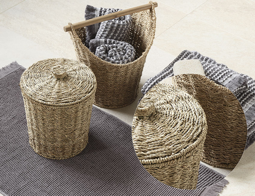VEGBY Toilettenpapierhalter und Toiletteneimer aus Seegras Toilettenpapierhalter und Toiletteneimer aus Seegras