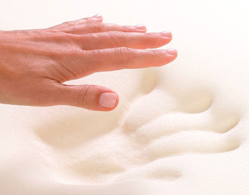 Foam mattress with mark of a hand